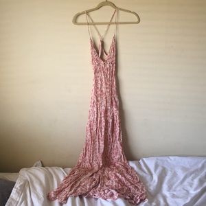 Olivaceous floral boho maxi dress